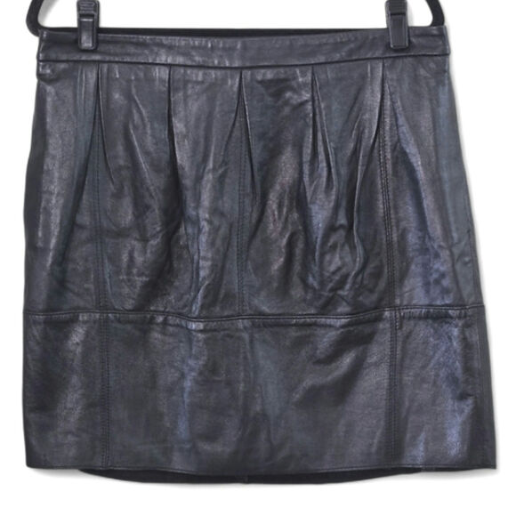 BCBGMaxAzria Women’s Leather Skirt Size Large Black Minimalist Luxe - Picture 2 of 15